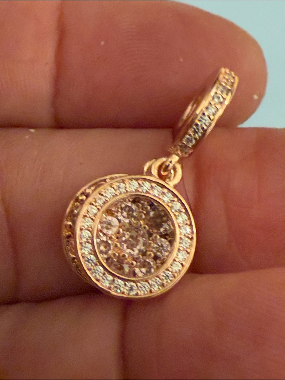 Pandora Rose Gold-tone Crystal Halo Dangle Charm